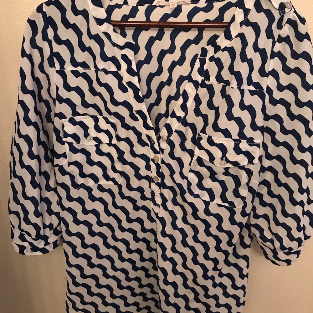 Blue and white blouse